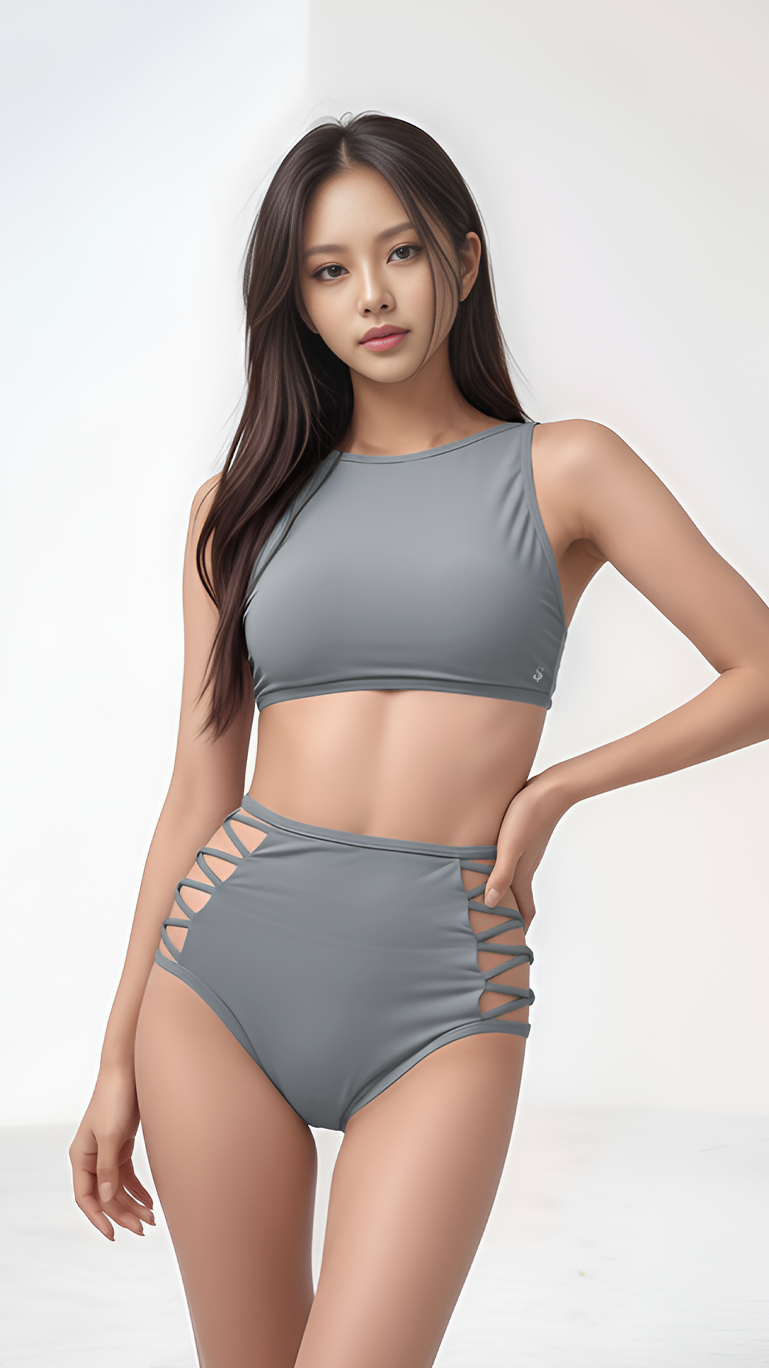 Astra Bottom – Cross-Strap Mid-Rise Shorts – BLACK